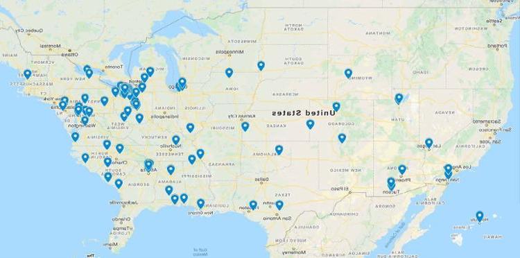 Map of current student locations nationwide